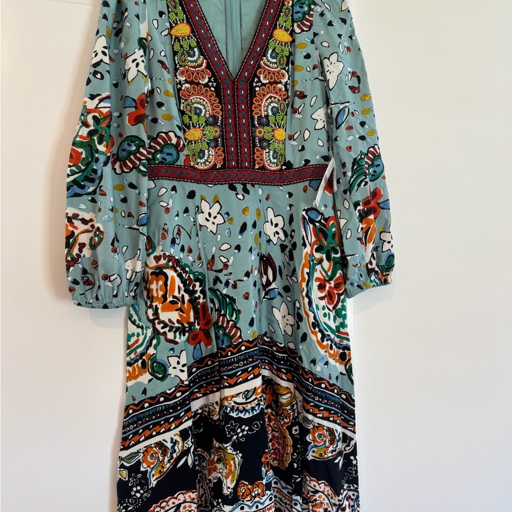Anthro Akemi + Kim Beaded Embroidery Rayon Dress Multi Color Sz 4 NWT - Picture 2 of 10